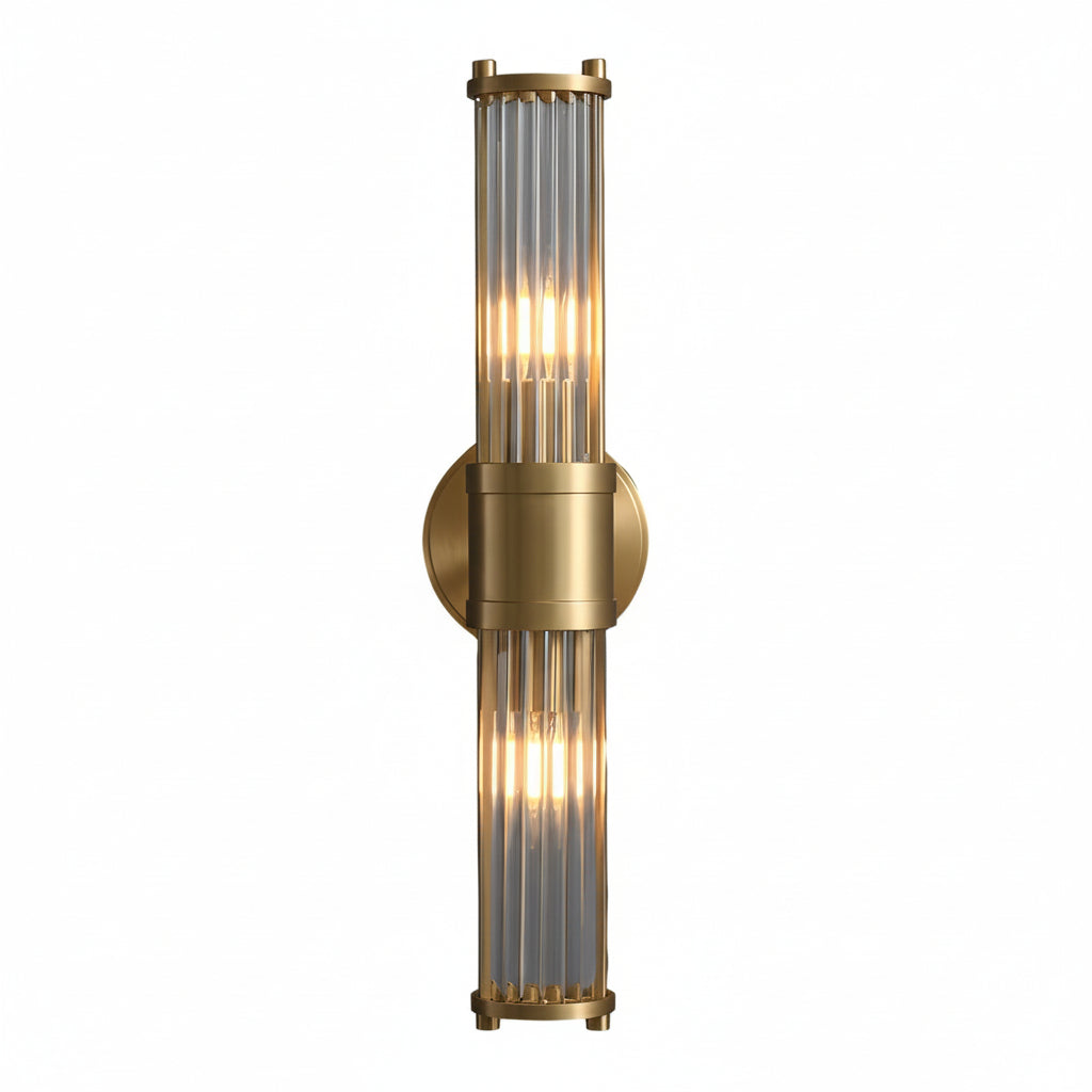 Fluted Glass Wall Sconce | Cylinder Gold Chrome E14 30-45cm / 12-18in - Modern Vanity Light