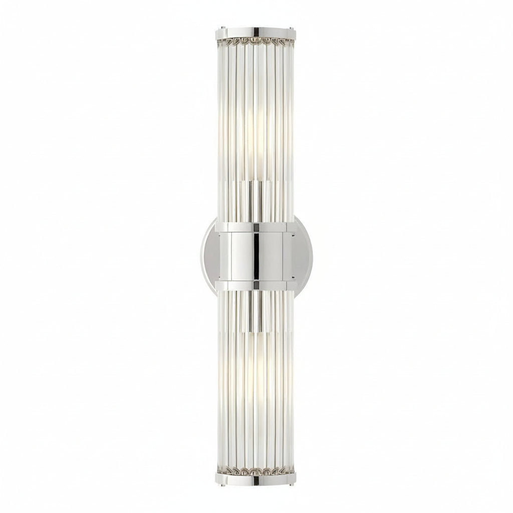Fluted Glass Wall Sconce | Cylinder Gold Chrome E14 30-45cm / 12-18in - Modern Vanity Light