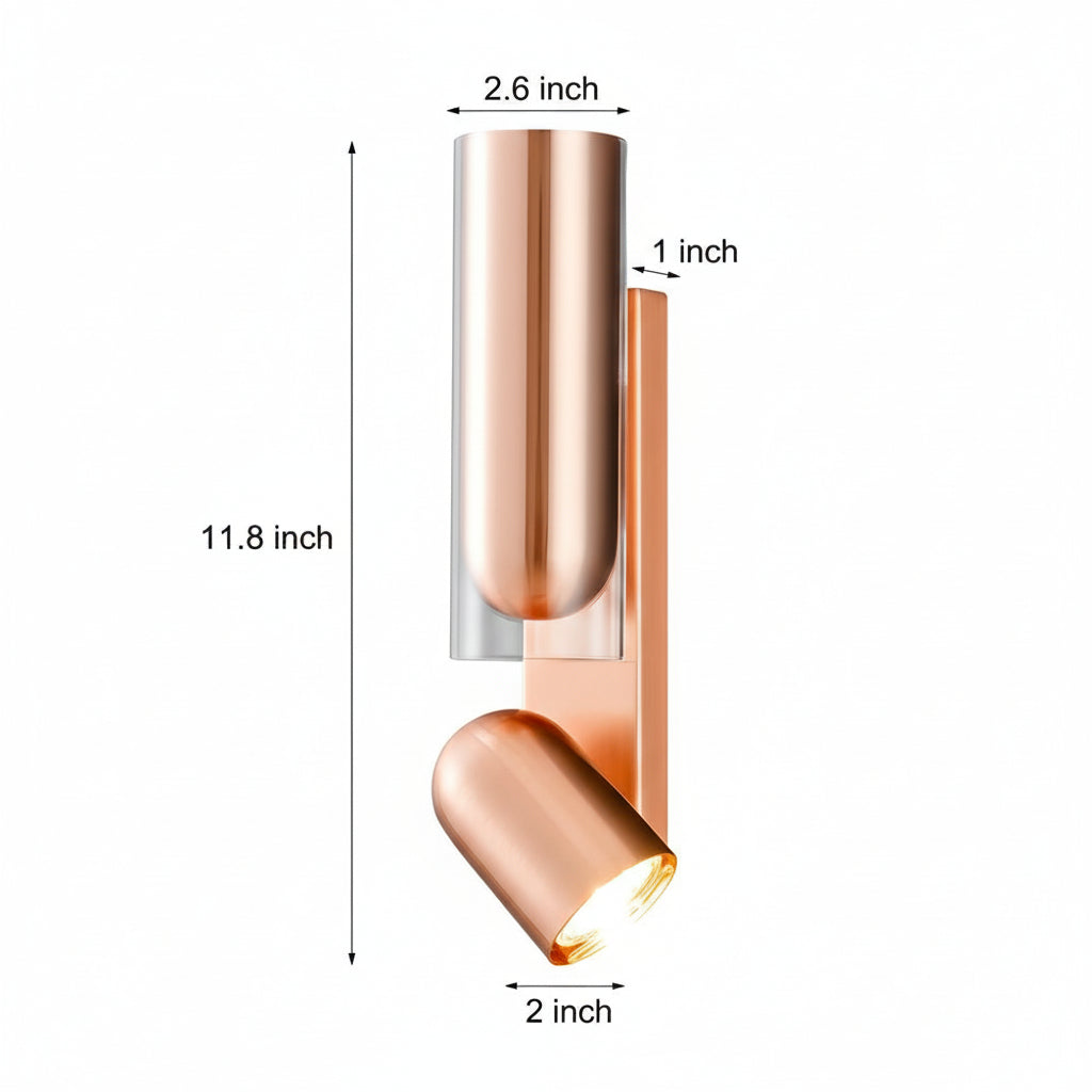Adjustable Wall Sconce | Cylinder Rotatable Iron GU10 30cm / 12in Up Down - Bedside Reading Light