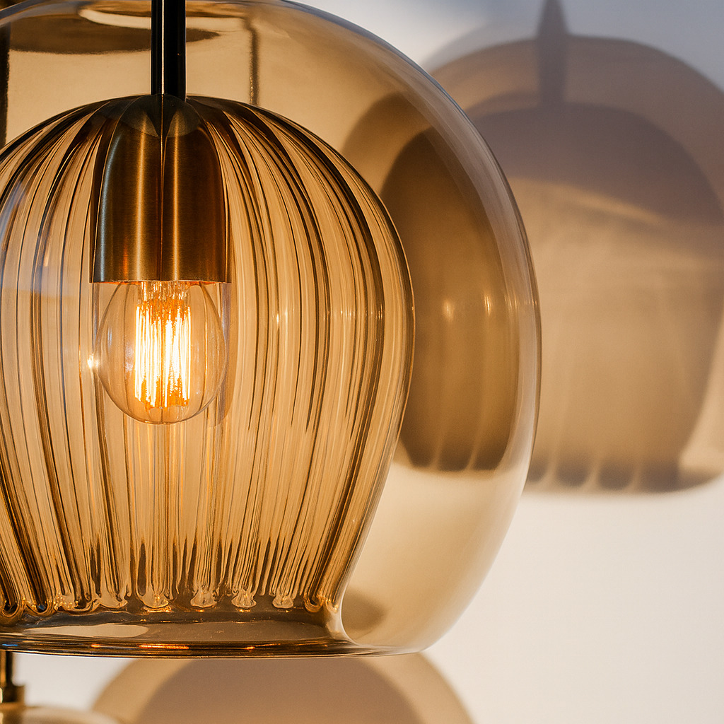 Modern Double Glass Globe Pendant | Fluted Inner Shade