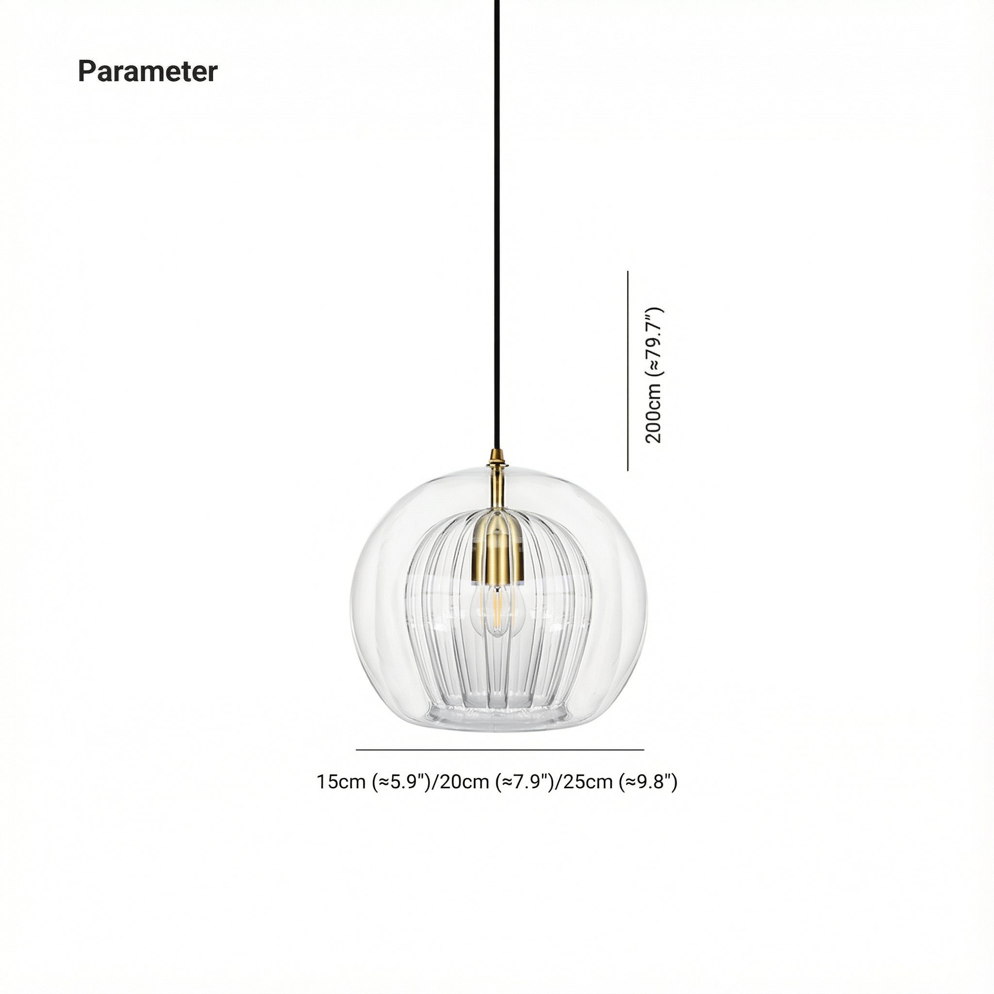 Modern Double Glass Globe Pendant | Fluted Inner Shade
