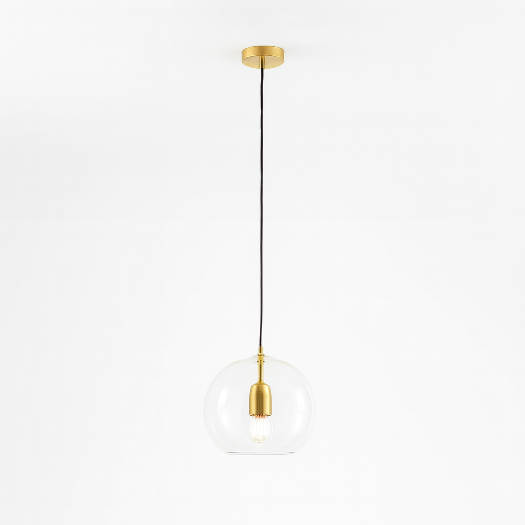 Modern Double Glass Globe Pendant | Fluted Inner Shade
