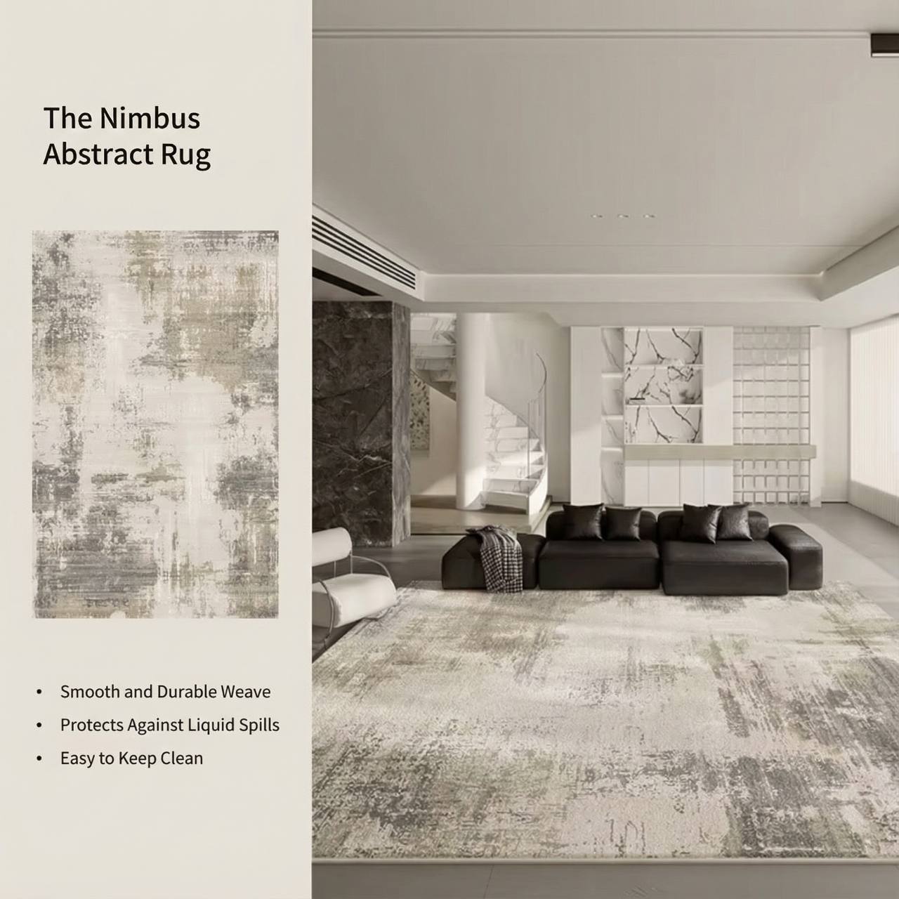 Home Therma Soft-Touch Area Rug - Nimbus Abstract (Washable)
