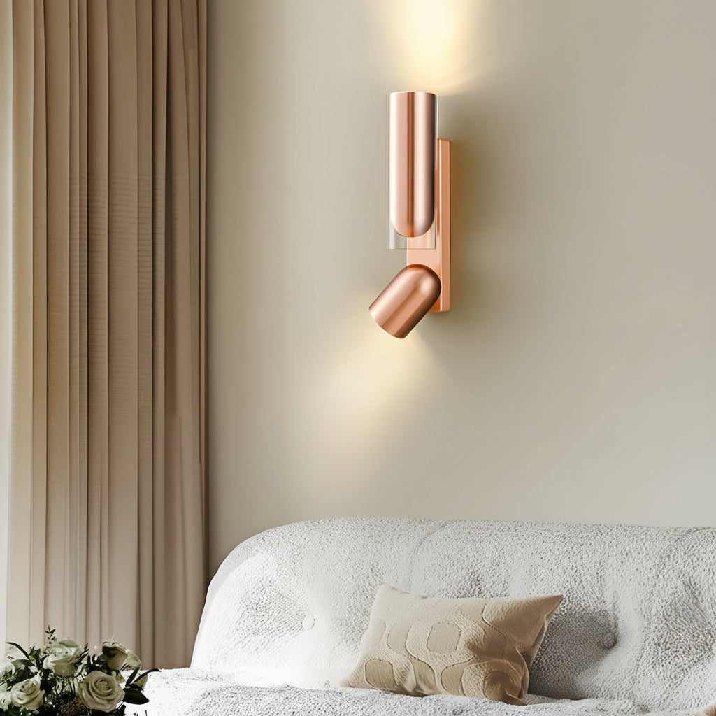 Adjustable Wall Sconce | Cylinder Rotatable Iron GU10 30cm / 12in Up Down - Bedside Reading Light