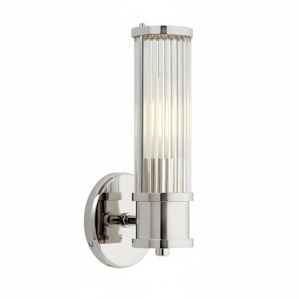 Fluted Glass Wall Sconce | Cylinder Gold Chrome E14 30-45cm / 12-18in - Modern Vanity Light