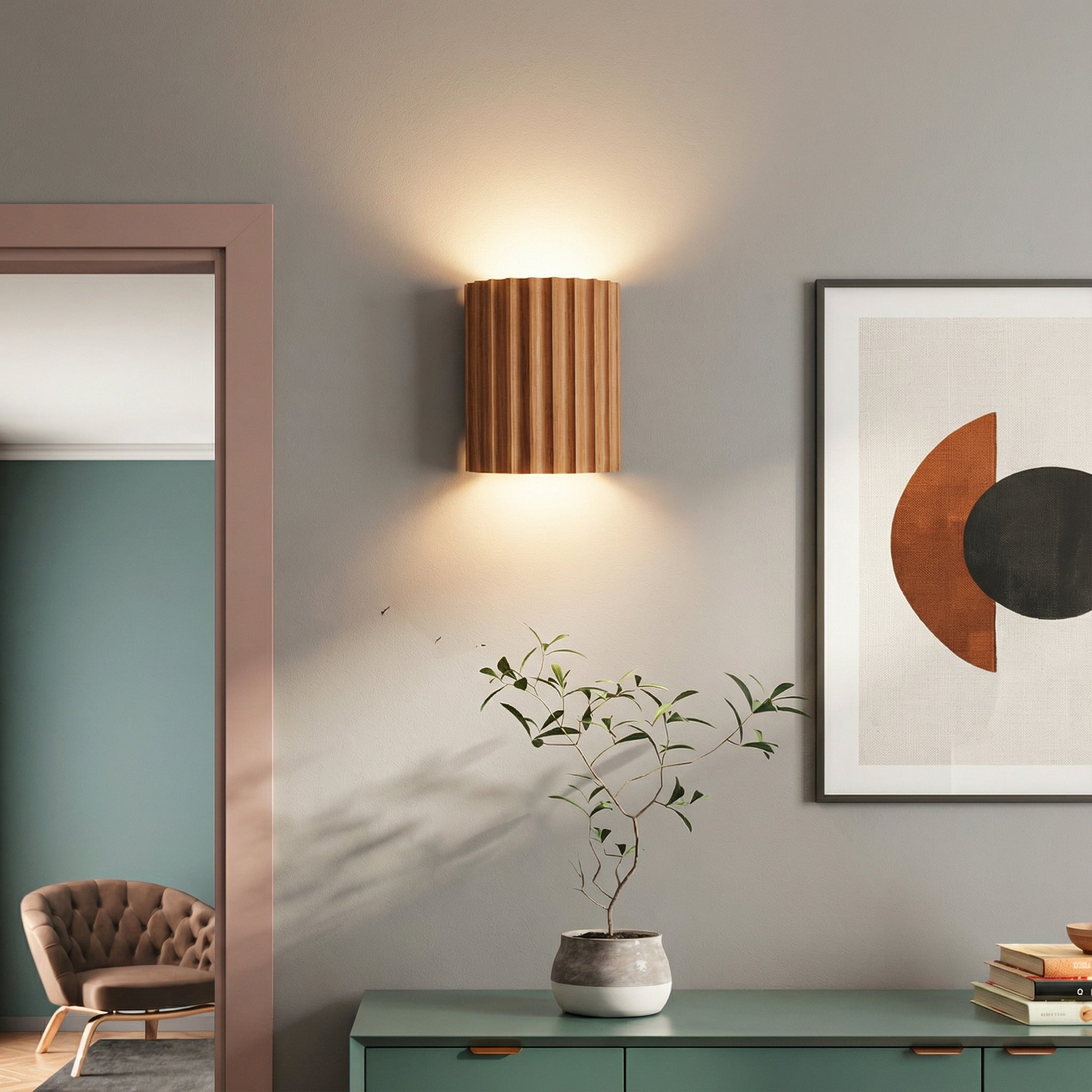 Nordic Pleated Resin Wall Sconce | Modern Macaron Ribbed LED Lamp (16.5cm)